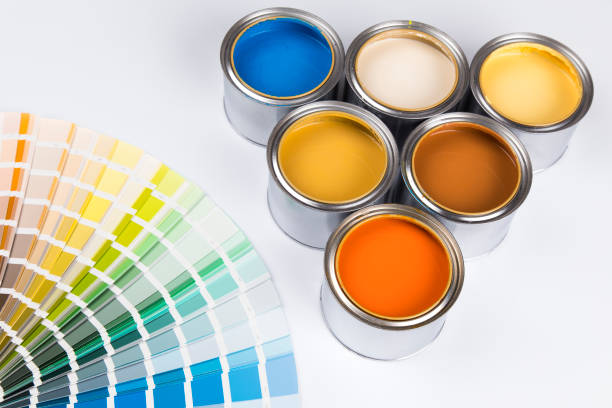 istock Group of tin metal cans with color paint 1193300294