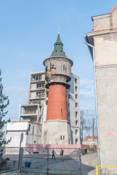 Szczytno, Poland - October 31, 2019: Water tower in Szczytno.