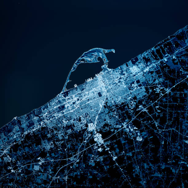 istock Erie Pennsylvania 3D Render Map Blue Top View Oct 2019 1193301902