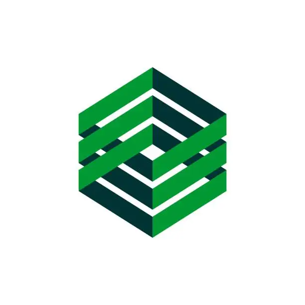 Vector illustration of Hexagon Green Box Plaited Logo Template Illustration Design. Vector EPS 10.