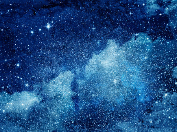 istock Night sky with stars as background. Watercolor 1193303685