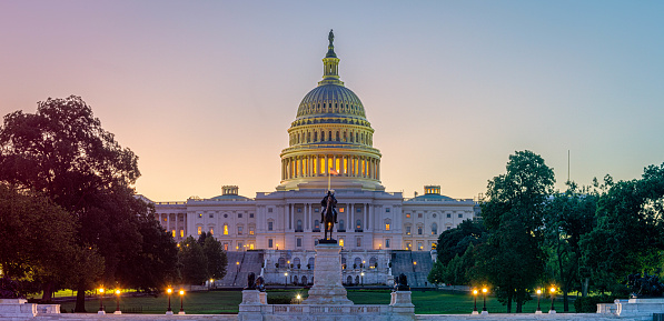 Imagen panorámica del Capitolio de los Estados Unidos con la capital reflejando piscina photo