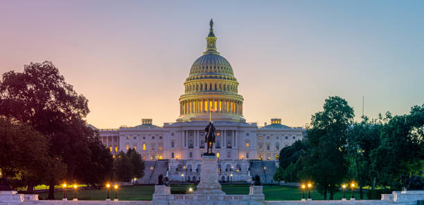 국회 의사당 반사 수영장과 미국의 국회 의사당의 파노라마 이미지 - washington dc architecture nobody american flag 뉴스 사진 이미지