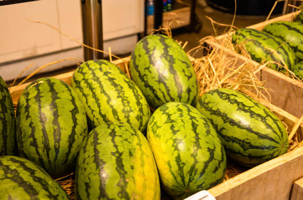 istock Watermelons in the fruit market. 1193308117