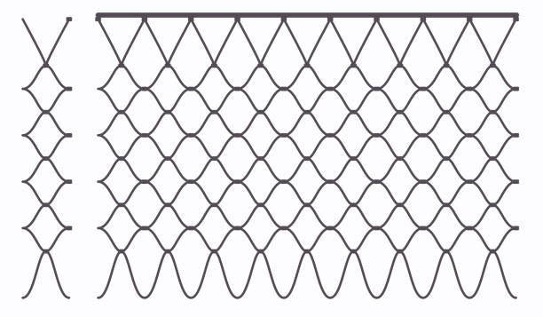 koszykówka hoop pierścień zarys netto bezszwowy wzór. linki internetowe siatki z podwiązkami. abstrakcyjna ilustracja wektorowa. tekstura łańcucha metalowego - netting stock illustrations