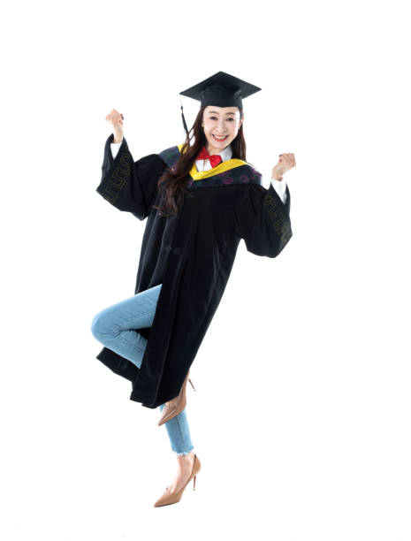 istock Female graduate on white background 1193310422