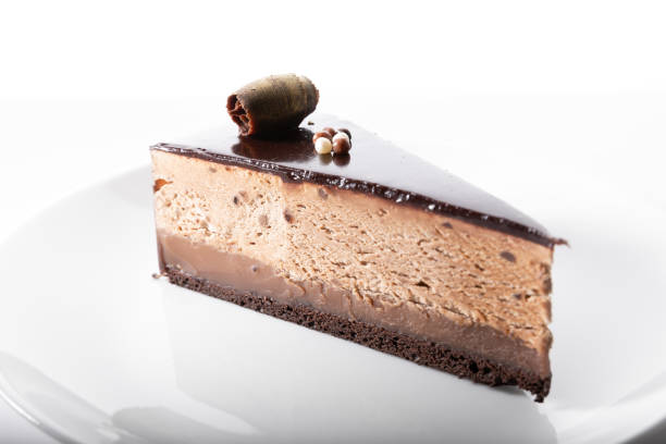 istock Fresh chocolate cheesecake on a white plate 1193311923