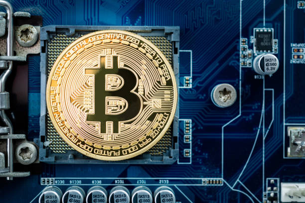 컴퓨터 칩에 골드 비트 코인 - crypto wodl 뉴스 사진 이미지
