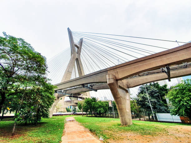 istock Famous cable-stayed bridge at Sao Paulo city. 1193315375