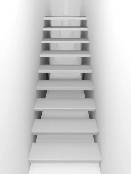 Staircase with steps in the corridor. Business concept. 3d render