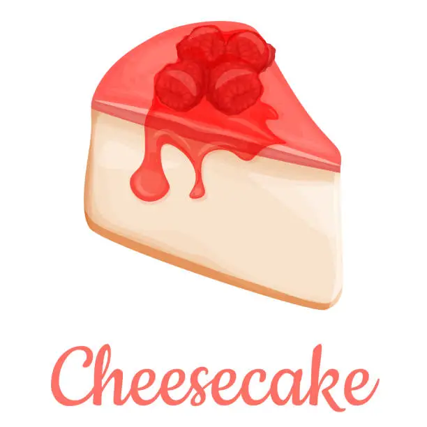 Vector illustration of Cheesecake slice cartoon style vector illustration, isolated colorful piece of delicious cake.