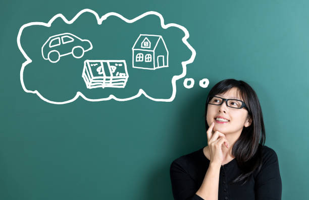 istock Woman dreaming about house and car 1193316652