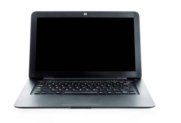 Open laptop with file download symbol.