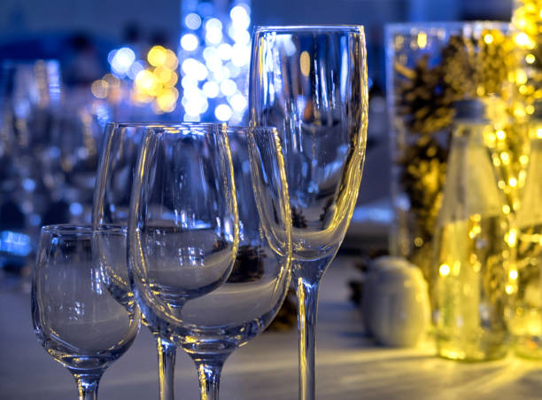 istock Christmas And New Year Holiday Table Setting with Champagne. 1193320802