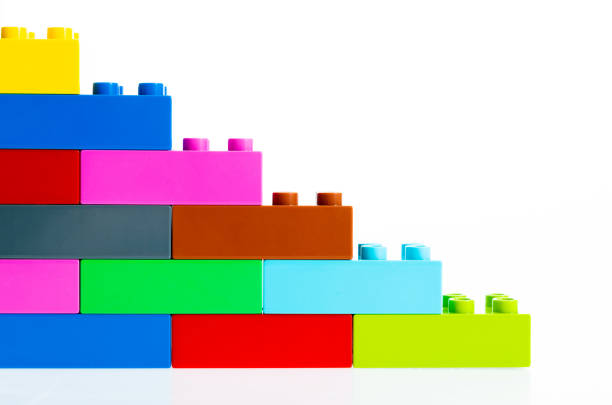 istock Stairs made of plastic blocks on white background 1193321957