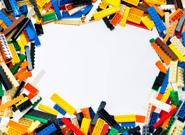 istock Heap of plastic blocks on white background 1193328050