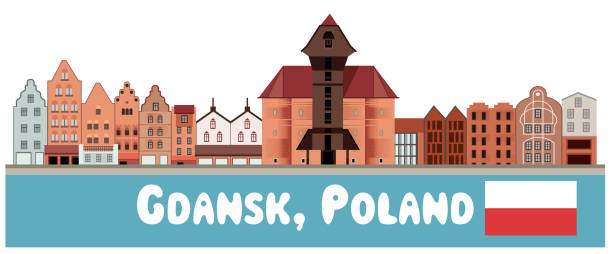 Gdansk City, Poland Vector Gdansk City, Poland gdynia stock illustrations