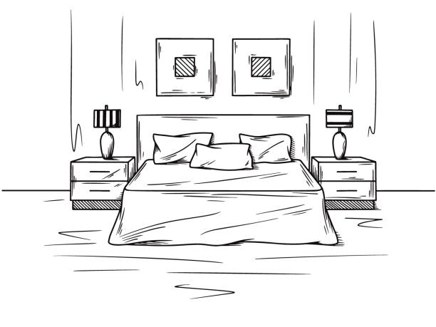 Ilustración de Boceto Realista Del Dormitorio Dibujo Dibujado A Mano De  Interior Ilustración Vectorial y más Vectores Libres de Derechos de  Dormitorio - Habitación - iStock