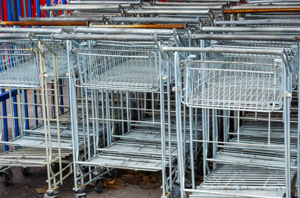 istock Lots of empty, old, used Shopping carts. 1193332081