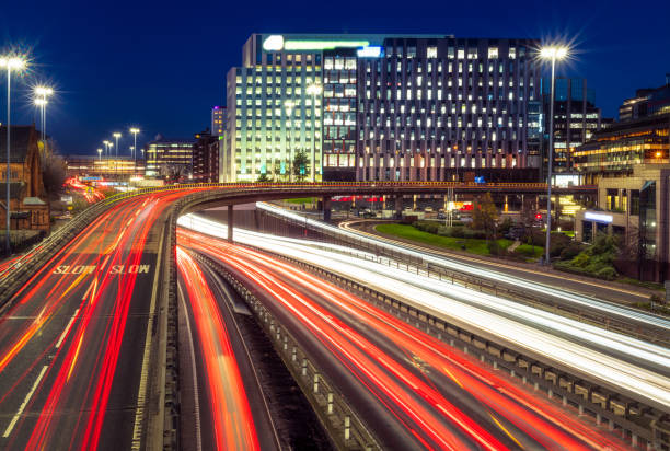 istock Light trails at dusk in Charing Cross, Glasgow 1193335724