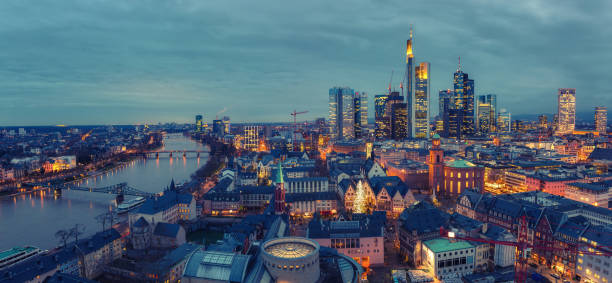 istock Panoramic view on Frankfurt at dusk 1193339908