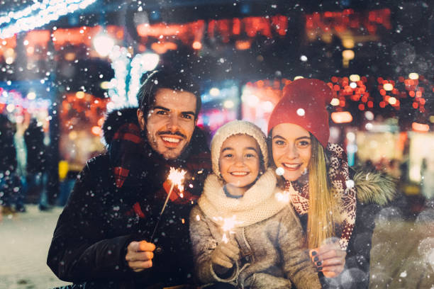 istock Happy family celebrating Christmas 1193347031