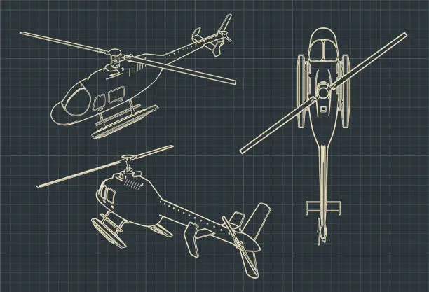 Vector illustration of Helicopter blueprints