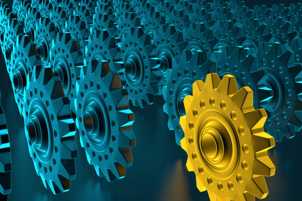 istock Gear wheels infographic for cooperation or teamwork symbolism. 3d rendering 1193361742