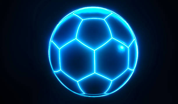 istock Artistic glowing blue championship soccer ball 1193362842