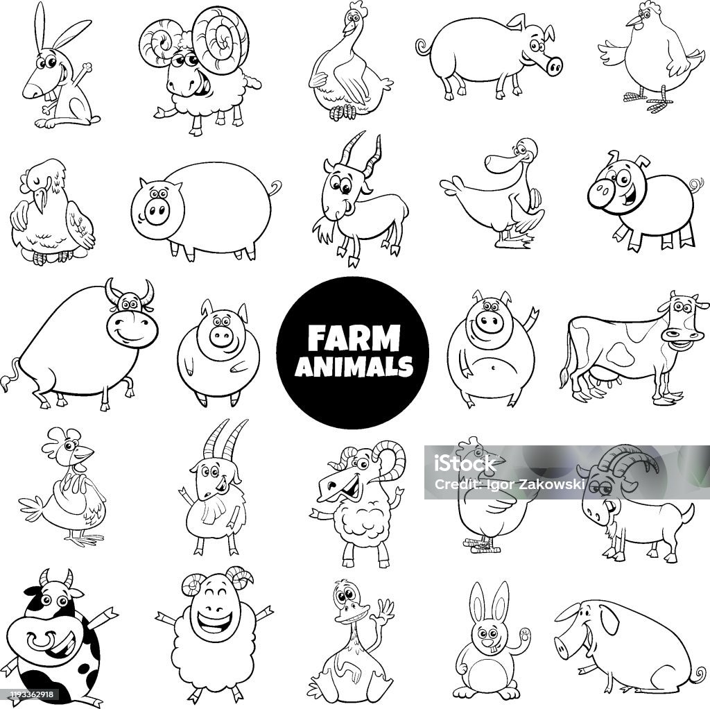 Ilustración de Personajes Animales De Granja De Dibujos Animados Conjunto Blanco Y Negro y más Vectores Libres de Derechos de Ganado - Animal doméstico - iStock Ilustración de Personajes Animales De Granja De Dibujos Animados Conjunto Blanco Y Negro y más Vectores Libres de Derechos de Ganado - Animal doméstico - iStock