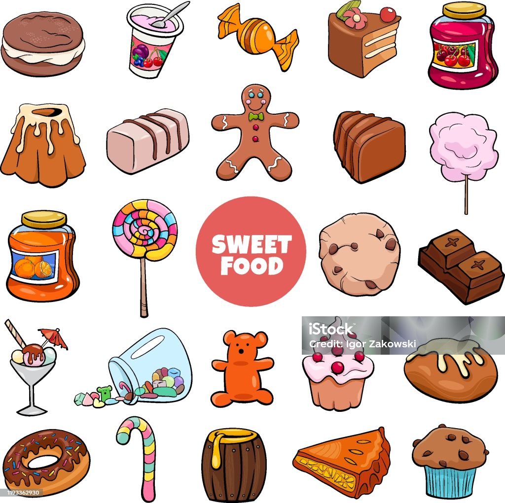 Ilustración de Dibujos Animados Objetos De Comida Dulce Y Caramelos Conjunto y más Vectores Libres de Derechos de Galleta - Dulces - iStock Ilustración de Dibujos Animados Objetos De Comida Dulce Y Caramelos Conjunto y más Vectores Libres de Derechos de Galleta - Dulces - iStock
