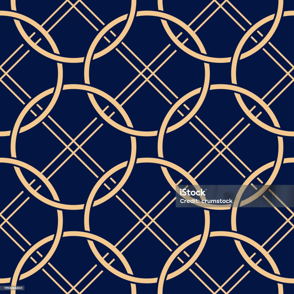 Solid Round Design Pattern Geometric Seamless Pattern Golden Round Design On Dark Blue Background ...