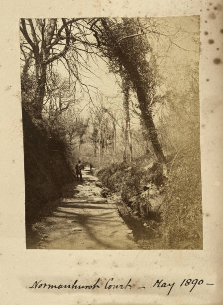 istock People walking down a country lane, Victorian, 1890 1193367951