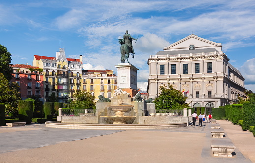 Eastern square (Plaza de Oriente) and Royal theatre (Teatro Real), Madrid, Spain