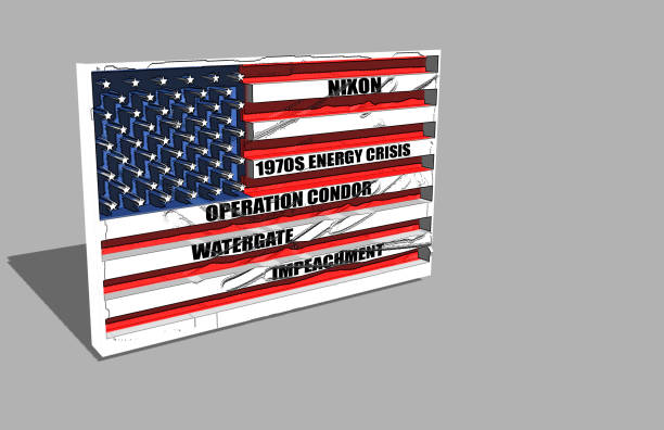 american flag about nixon 3d illustration - richard nixon imagens e fotografias de stock