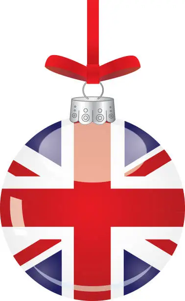 Vector illustration of Shiny British Flag Christmas Ornament