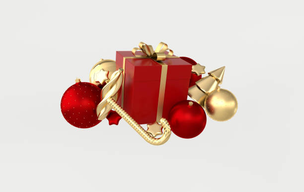 Merry Christmas and Happy New Year 3d render illustration card with ornate golden, red xmas balls, stars, christmas tree, candy. Winter decoration, xmas minimal design Merry Christmas and Happy New Year 3d render illustration card with ornate golden, red xmas balls, stars, christmas tree, candy. Winter decoration, xmas minimal design 2590 stock pictures, royalty-free photos & images