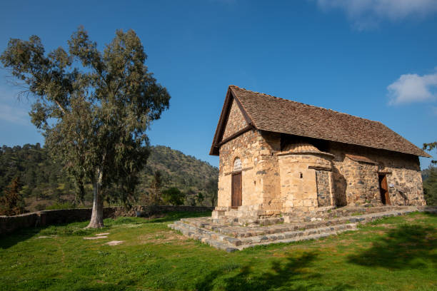 Greek orthodox church of Asinou, Cyprus Famous Greek orthodox church of Panagia Asinou at Nikitari village in Cyprus. The church is classified as a world heritage monument and protected by Unesco. ayia kyriaki chrysopolitissa stock pictures, royalty-free photos & images