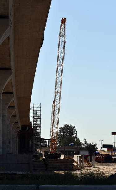 istock One crane in construction yard for high-speed 1193379748