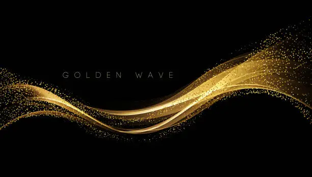 Vector illustration of Abstract shiny color gold wave design element