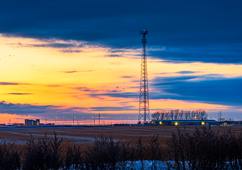 Cell Tower at sunset, regina, saskatchewan, canada.