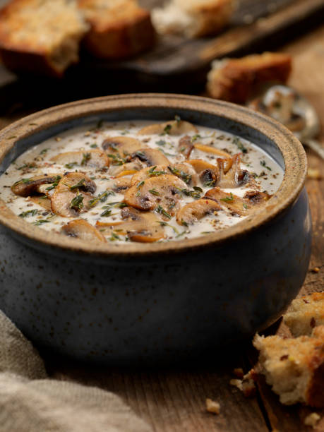 istock Cream of Mushroom Soup with Roasted Garlic and Thyme 1193384607