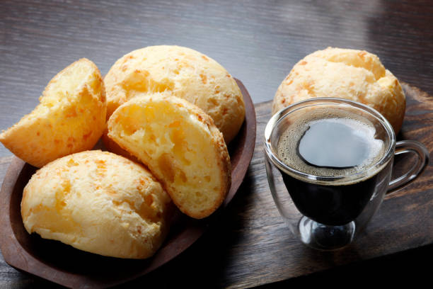 brazilian snack cheese bread - cooked bread food cup imagens e fotografias de stock