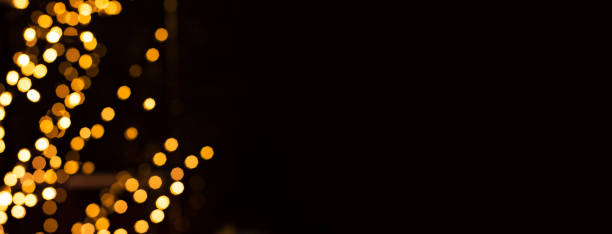 istock blurred unfocused golden bokeh illumination frame effect on black background wallpaper pattern picture with empty copy space for your text , Christmas lighting  and winter holidays concept 1193386662