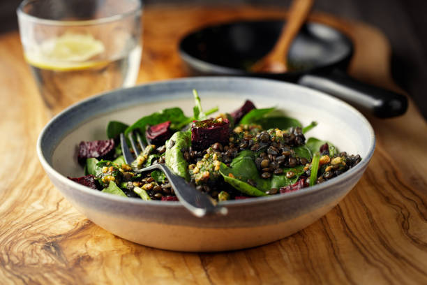 istock Healthy green lentils beetroot Vegan bowl 1193388977