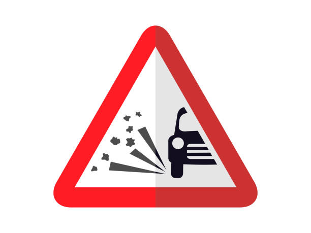 ilustraciones, imágenes clip art, dibujos animados e iconos de stock de señal de carretera de riesgo de deslizamiento aislado en blanco y rojo línea de cig en el triángulo redondo triángulo plano diseño vectorial - skidding bend danger curve