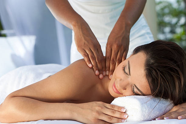 istock Woman lying down in spa having a massage 119339444
