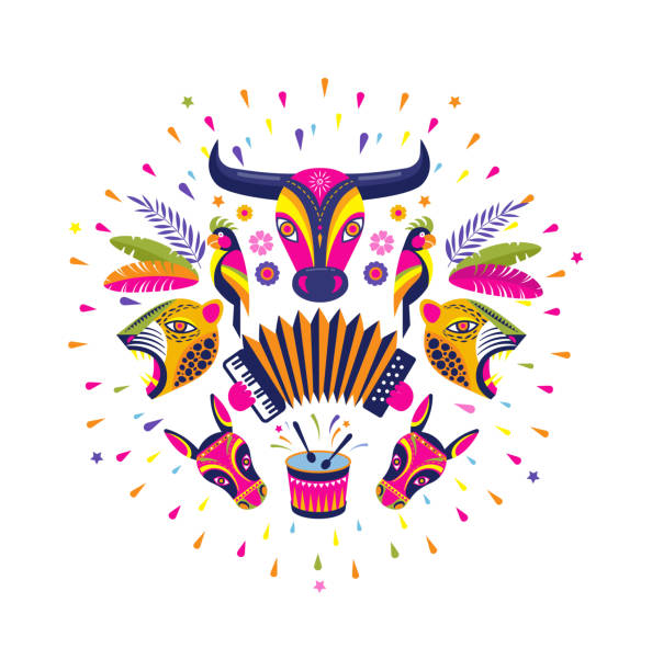 ilustrações de stock, clip art, desenhos animados e ícones de carnaval de barranquilla, colombian carnival party. vector illustration, poster and flyer - carnaval costume