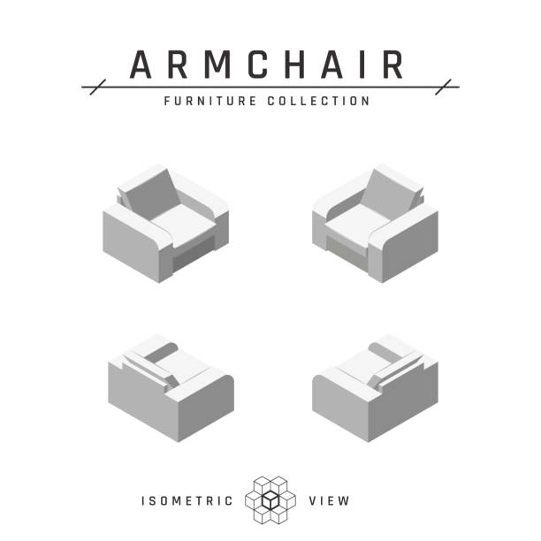 istock Isometric armchair, set of icons in flat style 1193400001