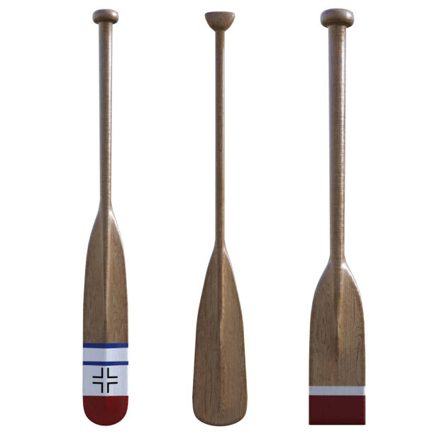 istock Set of boat oar decorations isolated on white, 3d render. 1193403688